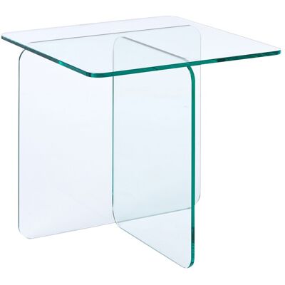 Beliani Table D'Appoint Minimaliste En Verre Trempé 46 X 50 Cm Abstrait Transparente Ami - Publicité Beliani Table D'Appoint Minimaliste En Verre Trempé 46 X 50 Cm Abstrait Transparente Ami - Publicité