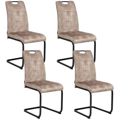 Beliani Lot De 4 Chaises De Salle À Manger En Tissu Pieds En Fer Assise Rembourrée Taupe - Publicité Beliani Lot De 4 Chaises De Salle À Manger En Tissu Pieds En Fer Assise Rembourrée Taupe - Publicité