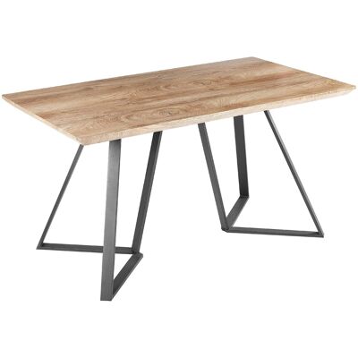Beliani Table À Manger Avec Pieds En Métal Noir 140 X 80 Cm En Mdf Bois Clair Upton - Publicité Beliani Table À Manger Avec Pieds En Métal Noir 140 X 80 Cm En Mdf Bois Clair Upton - Publicité