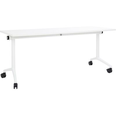 Beliani Bureau Pliable 180x60cm Rectangulaire À Roulettes Mobile Cadre Métallique Blanc - Publicité Beliani Bureau Pliable 180x60cm Rectangulaire À Roulettes Mobile Cadre Métallique Blanc - Publicité
