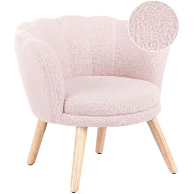 Beliani Fauteuil Pour Enfants En Bouclé Rembourré Avec Pieds En Bois Rose Pastel Halby - Publicité Beliani Fauteuil Pour Enfants En Bouclé Rembourré Avec Pieds En Bois Rose Pastel Halby - Publicité