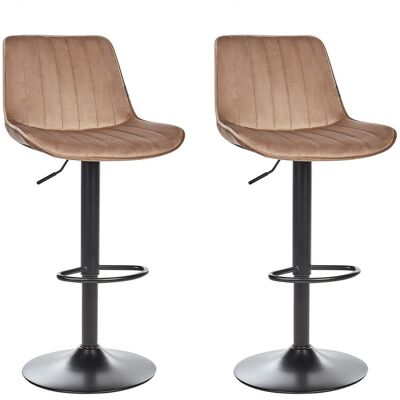 Beliani Lot De 2 Tabourets De Bar Cuisine Pivotante À Hauteur Ajustable En Velours Marro - Publicité Beliani Lot De 2 Tabourets De Bar Cuisine Pivotante À Hauteur Ajustable En Velours Marro - Publicité