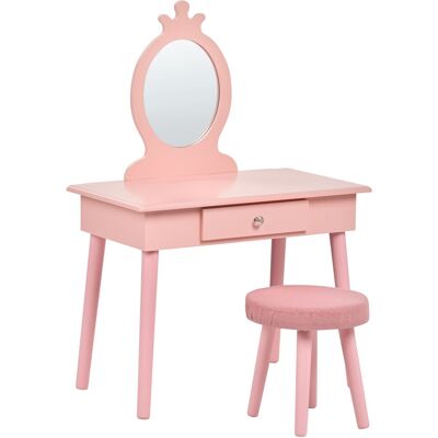 Beliani Coiffeuse Pour Enfants En Mdf Avec Miroir Et Tabouret Rose Margie - Publicité Beliani Coiffeuse Pour Enfants En Mdf Avec Miroir Et Tabouret Rose Margie - Publicité