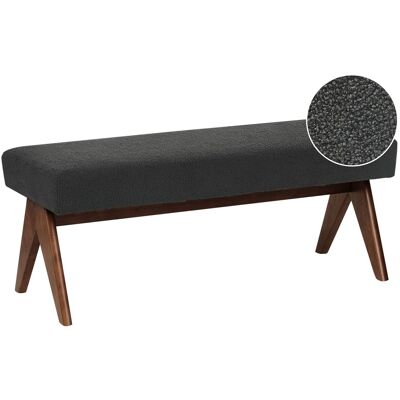 Beliani Banc De Lit Siège De Couloir Pieds Bois Marron Revêtement Rembourré Bouclé Noir - Publicité Beliani Banc De Lit Siège De Couloir Pieds Bois Marron Revêtement Rembourré Bouclé Noir - Publicité