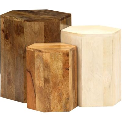 3x Bois Manguier Massif Tables Basses Auxiliaire Salon Table D'Appoint Vidaxl - Publicité 3x Bois Manguier Massif Tables Basses Auxiliaire Salon Table D'Appoint Vidaxl - Publicité