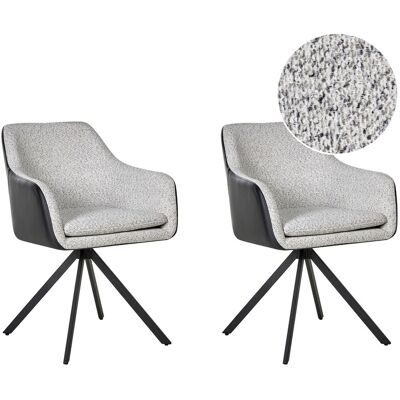 Beliani Lot De 2 Chaises De Salle À Manger En Polyester Tapissées Noir Et Blanc Lithia - Publicité Beliani Lot De 2 Chaises De Salle À Manger En Polyester Tapissées Noir Et Blanc Lithia - Publicité