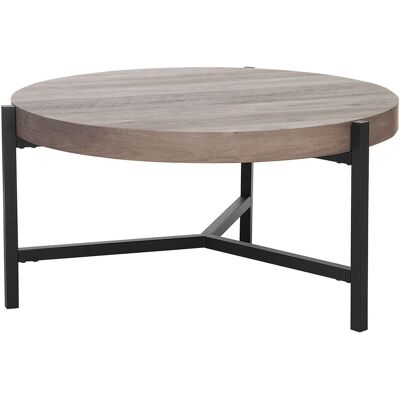 Beliani Table Basse Effet Bois Ronde, 70 Cm, En Mdf Et Métal, Bois Clair Et Noir - Publicité Beliani Table Basse Effet Bois Ronde, 70 Cm, En Mdf Et Métal, Bois Clair Et Noir - Publicité