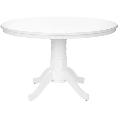 Beliani Table Ronde Salle À Manger Vintage 120 Cm Avec Pied Central En Bois Blanc Akron - Publicité Beliani Table Ronde Salle À Manger Vintage 120 Cm Avec Pied Central En Bois Blanc Akron - Publicité