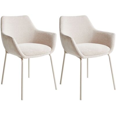 Beliani Lot De 2 Chaises Moderne De Salle À Manger Base En Métal Avec Accoudoirs Beige C - Publicité Beliani Lot De 2 Chaises Moderne De Salle À Manger Base En Métal Avec Accoudoirs Beige C - Publicité