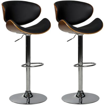 Beliani Lot De 2 Chaises De Bar Moderne En Cuir Pu Dossier Hauteur Réglable Noir Rotterd - Publicité Beliani Lot De 2 Chaises De Bar Moderne En Cuir Pu Dossier Hauteur Réglable Noir Rotterd - Publicité