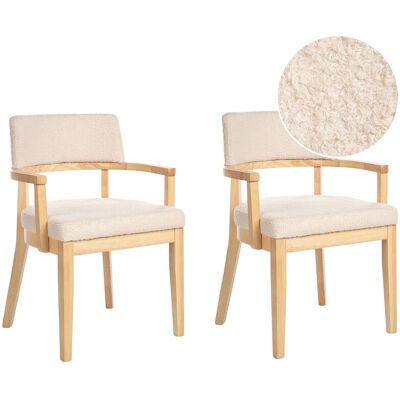 Beliani Lot De 2 Chaises De Salle À Manger En Bouclé Assise Tapissée Bois Clair Et Beige - Publicité Beliani Lot De 2 Chaises De Salle À Manger En Bouclé Assise Tapissée Bois Clair Et Beige - Publicité