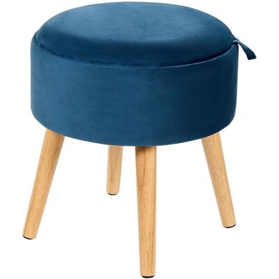 Beliani Tabouret En Velours Bois D'Hévéa Mdf Bleu À Rangement Plateau Intérieur Neely - Publicité Beliani Tabouret En Velours Bois D'Hévéa Mdf Bleu À Rangement Plateau Intérieur Neely - Publicité