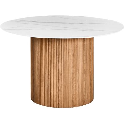 Beliani Table De Salle À Manger Moderne Ronde 120 Cm Industriel Pied Cannelé Mdf Effet - Publicité Beliani Table De Salle À Manger Moderne Ronde 120 Cm Industriel Pied Cannelé Mdf Effet - Publicité