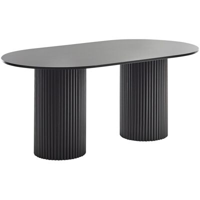 Beliani Table De Repas Ovale 180 X 100 Cm En Mdf Et Bois D'Hévéa Noir Sheridan - Publicité Beliani Table De Repas Ovale 180 X 100 Cm En Mdf Et Bois D'Hévéa Noir Sheridan - Publicité