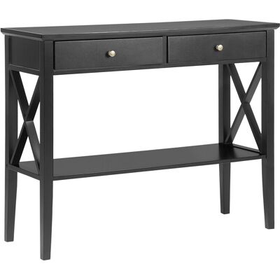 Beliani - Console 2 Tiroirs - Avenue - 100 X 80 Cm, En Mdf Et Bois De Pin, Noir - Publicité Beliani - Console 2 Tiroirs - Avenue - 100 X 80 Cm, En Mdf Et Bois De Pin, Noir - Publicité