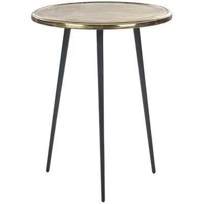 Beliani Table D'Appoint Doré Et Noir En Aluminium Et Fer Effet Vieilli Sur Trépied - Publicité Beliani Table D'Appoint Doré Et Noir En Aluminium Et Fer Effet Vieilli Sur Trépied - Publicité
