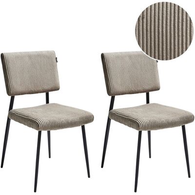Beliani Lot De 2 Chaises En Velours Côtelé Salle À Manger Rembourrées Pieds En Fer Taupe - Publicité Beliani Lot De 2 Chaises En Velours Côtelé Salle À Manger Rembourrées Pieds En Fer Taupe - Publicité