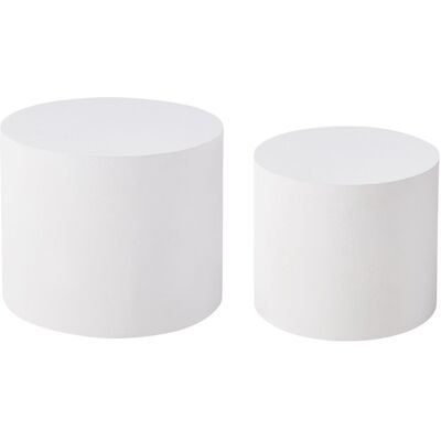 Beliani Lot De 2 Tables Basses Rondes Design Traditionnel Mdf Blanc Manti - Publicité Beliani Lot De 2 Tables Basses Rondes Design Traditionnel Mdf Blanc Manti - Publicité