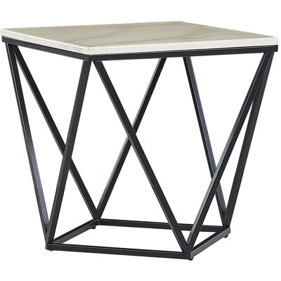 Beliani - Table D'Appoint 50 X 50cm En Mdf Effet Marbre Et Métal, Blanc Et Noir - Publicité Beliani - Table D'Appoint 50 X 50cm En Mdf Effet Marbre Et Métal, Blanc Et Noir - Publicité