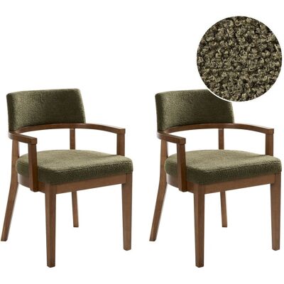 Beliani Lot De 2 Chaises De Salle À Manger En Bouclé Assise Tapissée Marron Et Vert Dalb - Publicité Beliani Lot De 2 Chaises De Salle À Manger En Bouclé Assise Tapissée Marron Et Vert Dalb - Publicité