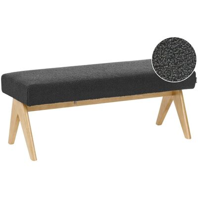Beliani Banc De Lit Siège Couloir Pieds En Bois Clair Revêtement Rembourré Bouclé Noir - Publicité Beliani Banc De Lit Siège Couloir Pieds En Bois Clair Revêtement Rembourré Bouclé Noir - Publicité