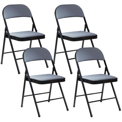 Beliani Lot De 4 Chaises En Métal Pliantes Cadre Noir Et Dossier Gris Foncé Sparks - Publicité Beliani Lot De 4 Chaises En Métal Pliantes Cadre Noir Et Dossier Gris Foncé Sparks - Publicité