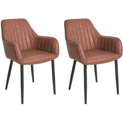 Beliani Lot De 2 Chaises De Salle À Manger En Similicuir Pieds En Métal Marron Wellston - Publicité Beliani Lot De 2 Chaises De Salle À Manger En Similicuir Pieds En Métal Marron Wellston - Publicité