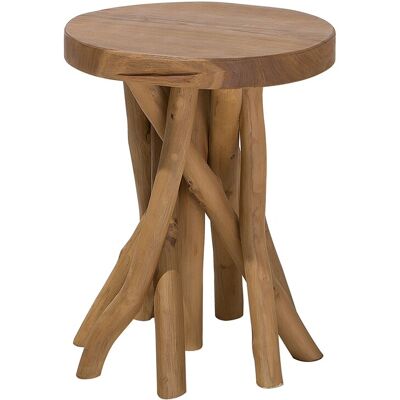 Beliani - Table De Chevet - Merritt - En Bois Rond Rustique - Publicité Beliani - Table De Chevet - Merritt - En Bois Rond Rustique - Publicité