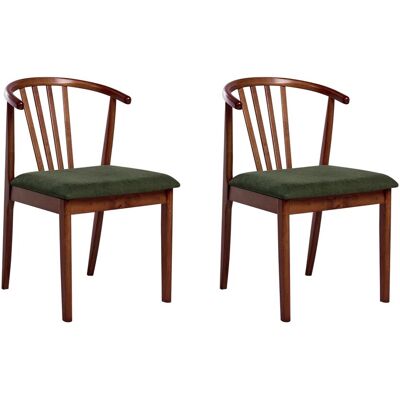 Beliani Lot De 2 Chaises Salle À Manger Assise Tapissée Marron Et Vert Foncé Craig - Publicité Beliani Lot De 2 Chaises Salle À Manger Assise Tapissée Marron Et Vert Foncé Craig - Publicité