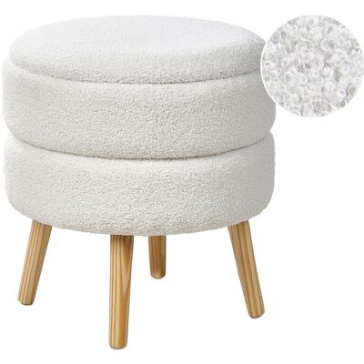 Beliani Tabouret Moderne En Bouclé Rangement Pieds En Bois Blanc Okaton - Publicité Beliani Tabouret Moderne En Bouclé Rangement Pieds En Bois Blanc Okaton - Publicité