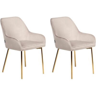 Beliani Lot De 2 Chaises De Salle À Manger En Velours Pieds En Métal Dorés Beige Loverna - Publicité Beliani Lot De 2 Chaises De Salle À Manger En Velours Pieds En Métal Dorés Beige Loverna - Publicité