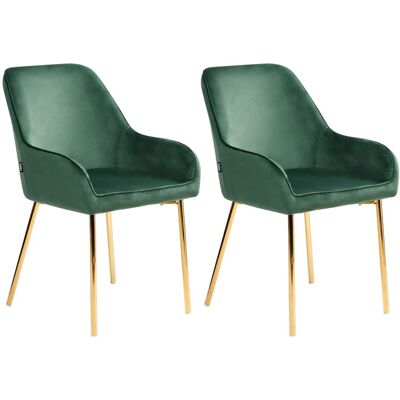 Beliani Lot De 2 Chaises De Salle À Manger En Velours Vert Et Pieds Métal Dorés Loverna - Publicité Beliani Lot De 2 Chaises De Salle À Manger En Velours Vert Et Pieds Métal Dorés Loverna - Publicité