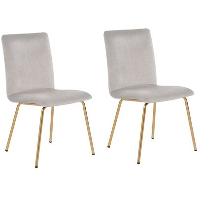 Ensemble de 2 Chaises de Salle à Manger en Velours Gris - Chaises de Salle à Manger - Publicité Ensemble de 2 Chaises de Salle à Manger en Velours Gris - Chaises de Salle à Manger - Publicité