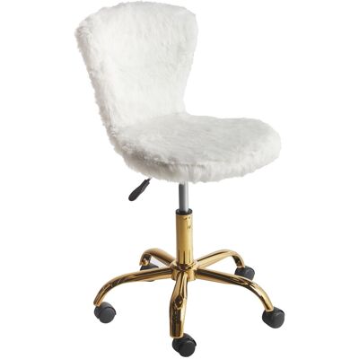 Beliani Chaise De Bureau En Fausse Fourrure Et Pivotante Réglable En Hauteur Blanche - Publicité Beliani Chaise De Bureau En Fausse Fourrure Et Pivotante Réglable En Hauteur Blanche - Publicité
