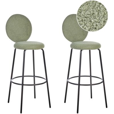 Beliani Lot De 2 Tabourets De Bar Pieds En Acier Avec Dossier Rond En Tissu Bouclé Vert - Publicité Beliani Lot De 2 Tabourets De Bar Pieds En Acier Avec Dossier Rond En Tissu Bouclé Vert - Publicité