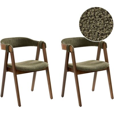 Beliani Lot De 2 Chaises De Salle À Manger En Bouclé Assise Tapissée Bois Foncé Et Vert - Publicité Beliani Lot De 2 Chaises De Salle À Manger En Bouclé Assise Tapissée Bois Foncé Et Vert - Publicité