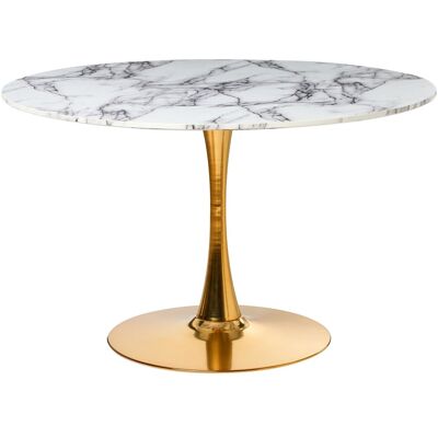 Beliani Table De Cuisine Ronde Ø 120 Cm Base En Métal Plateau Mdf Effet Marbre Blanc - Publicité Beliani Table De Cuisine Ronde Ø 120 Cm Base En Métal Plateau Mdf Effet Marbre Blanc - Publicité