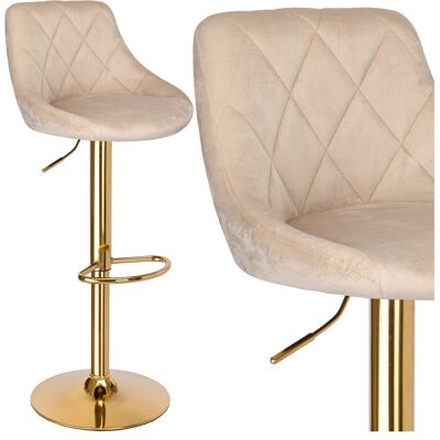 Sans Marque Tabouret De Bar Cydro Gold En Velours Beige Doré - Publicité Sans Marque Tabouret De Bar Cydro Gold En Velours Beige Doré - Publicité