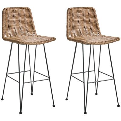 Beliani Lot De Chaises De Bar Rustiques Boho En Rotin Salle À Manger Et Cuisine Marron C - Publicité Beliani Lot De Chaises De Bar Rustiques Boho En Rotin Salle À Manger Et Cuisine Marron C - Publicité
