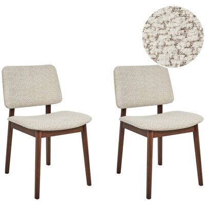 Beliani Lot De 2 Chaises De Salle À Manger Bouclé Polyester Assise Et Structure En Bois - Publicité Beliani Lot De 2 Chaises De Salle À Manger Bouclé Polyester Assise Et Structure En Bois - Publicité