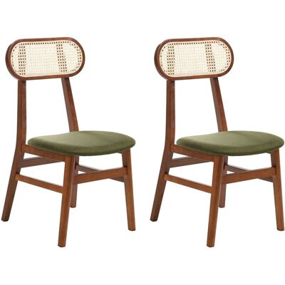 Beliani Lot De 2 Chaises De Salle À Manger Dossier En Rotin Tressé Assise En Tissu Gris - Publicité Beliani Lot De 2 Chaises De Salle À Manger Dossier En Rotin Tressé Assise En Tissu Gris - Publicité
