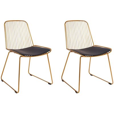 Beliani Lot 2 Chaises De Repas Design Assise En Cuir Pu Et Structure Dossier En Fil Méta - Publicité Beliani Lot 2 Chaises De Repas Design Assise En Cuir Pu Et Structure Dossier En Fil Méta - Publicité