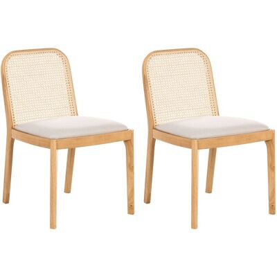 Beliani Lot De 2 Chaises De Salle À Manger Dossier Rotin Tressé Assise En Tissu Marron - Publicité Beliani Lot De 2 Chaises De Salle À Manger Dossier Rotin Tressé Assise En Tissu Marron - Publicité