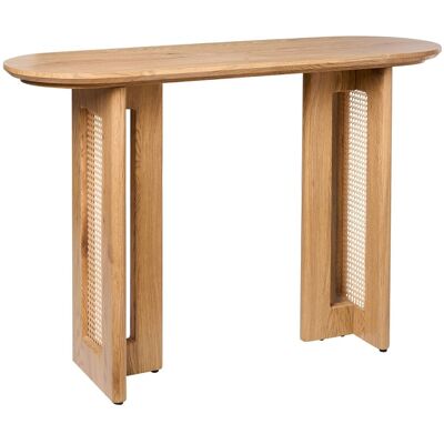 Beliani Table Console En Mdf 120 Cm Base En Rotin Meuble De Salon Entrée Marron Clair - Publicité Beliani Table Console En Mdf 120 Cm Base En Rotin Meuble De Salon Entrée Marron Clair - Publicité