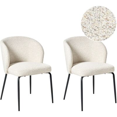 Beliani Lot De 2 Chaises De Salle À Manger En Tissu Bouclé Rembourrées Pieds En Fer Beig - Publicité Beliani Lot De 2 Chaises De Salle À Manger En Tissu Bouclé Rembourrées Pieds En Fer Beig - Publicité