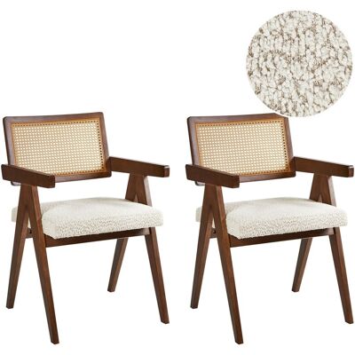 Beliani Lot De 2 Chaises De Salle À Manger En Bouclé Cadre En Bois Marron Foncé Et Beige - Publicité Beliani Lot De 2 Chaises De Salle À Manger En Bouclé Cadre En Bois Marron Foncé Et Beige - Publicité
