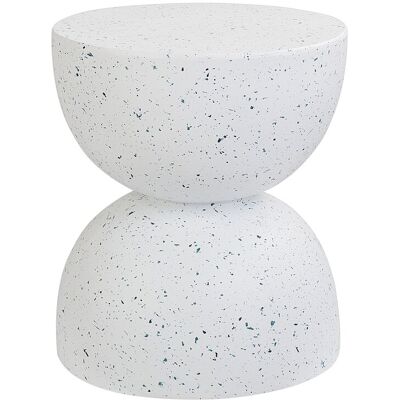 BELIANI Table d'Extérieur Ronde Blanche - Table de Café - Publicité BELIANI Table d'Extérieur Ronde Blanche - Table de Café - Publicité