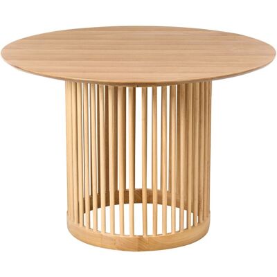 Beliani Table Salle À Manger Cuisine Ø 110 Cm Pieds En Bois Massif Placage Chêne Clair B - Publicité Beliani Table Salle À Manger Cuisine Ø 110 Cm Pieds En Bois Massif Placage Chêne Clair B - Publicité