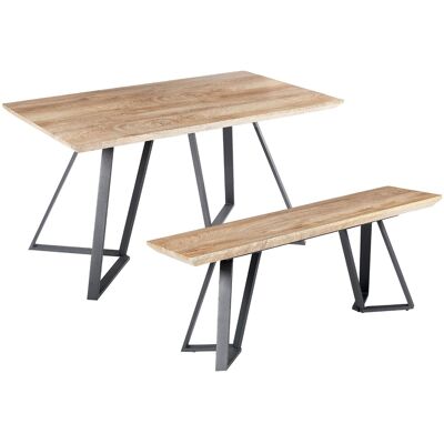 Beliani Ensemble De Salle À Manger Table Et Banc 2 Places En Mdf Et Acier Effet Bois Upt - Publicité Beliani Ensemble De Salle À Manger Table Et Banc 2 Places En Mdf Et Acier Effet Bois Upt - Publicité