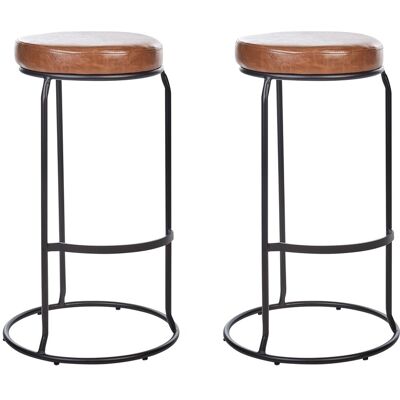 Beliani Lot De 2 Tabourets De Bar Chaise D'Ilot De Cuisine En Cuir Pu Marron Milroy - Publicité Beliani Lot De 2 Tabourets De Bar Chaise D'Ilot De Cuisine En Cuir Pu Marron Milroy - Publicité